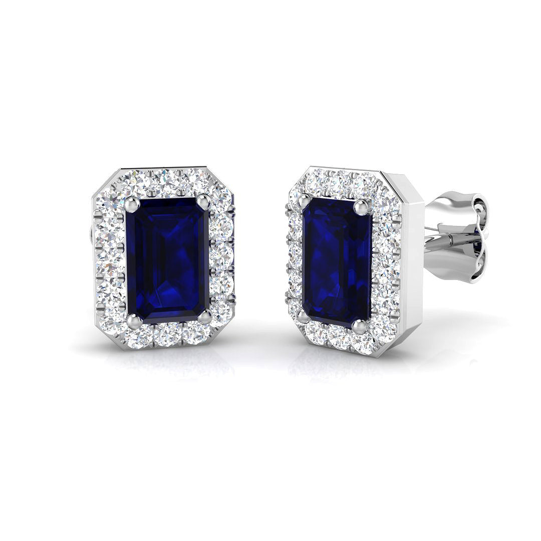 18ct White Gold 1.67ct Blue Sapphire Earrings