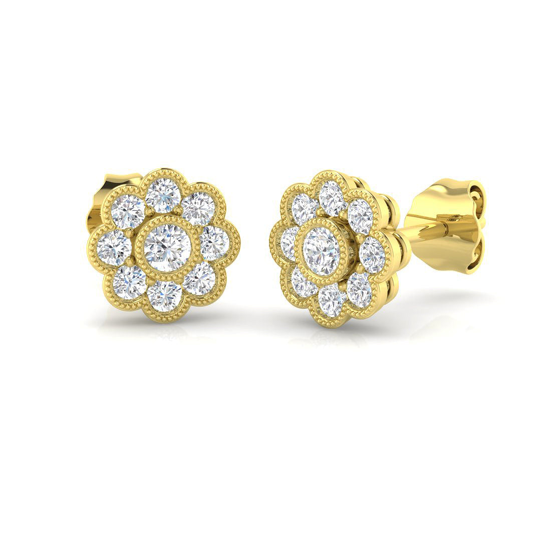 9ct Yellow Gold 0.51ct G I1 Diamond Earrings