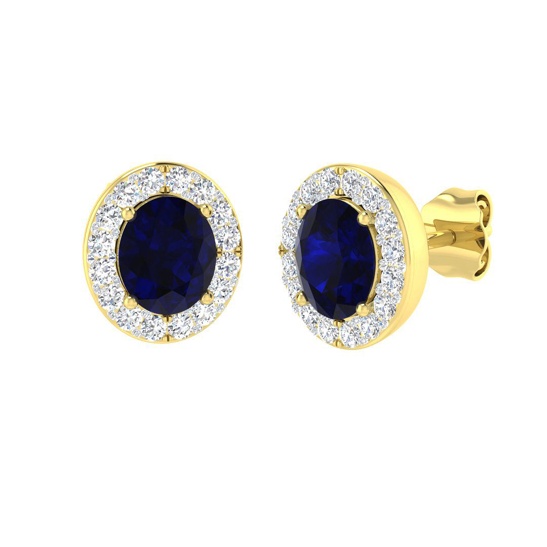 18ct Yellow Gold 1.86ct Blue Sapphire Earrings
