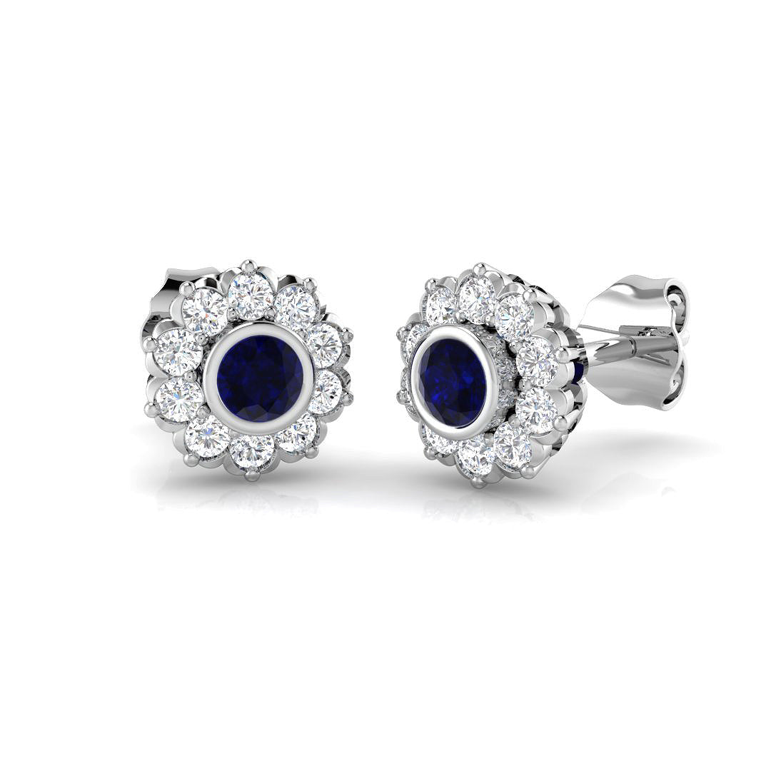 9ct White Gold 0.60ct Blue Sapphire Earrings