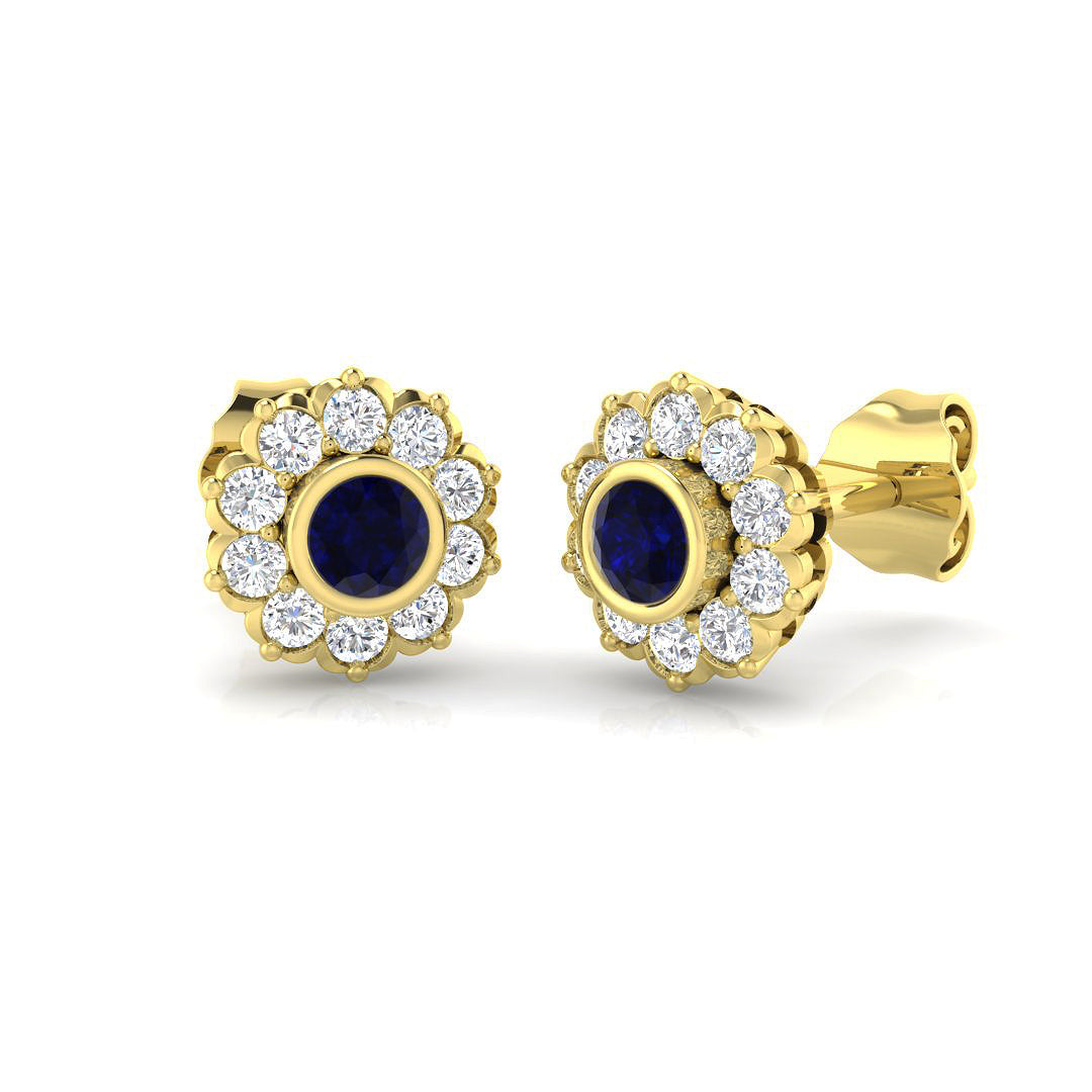 9ct Yellow Gold 0.60ct Blue Sapphire Earrings