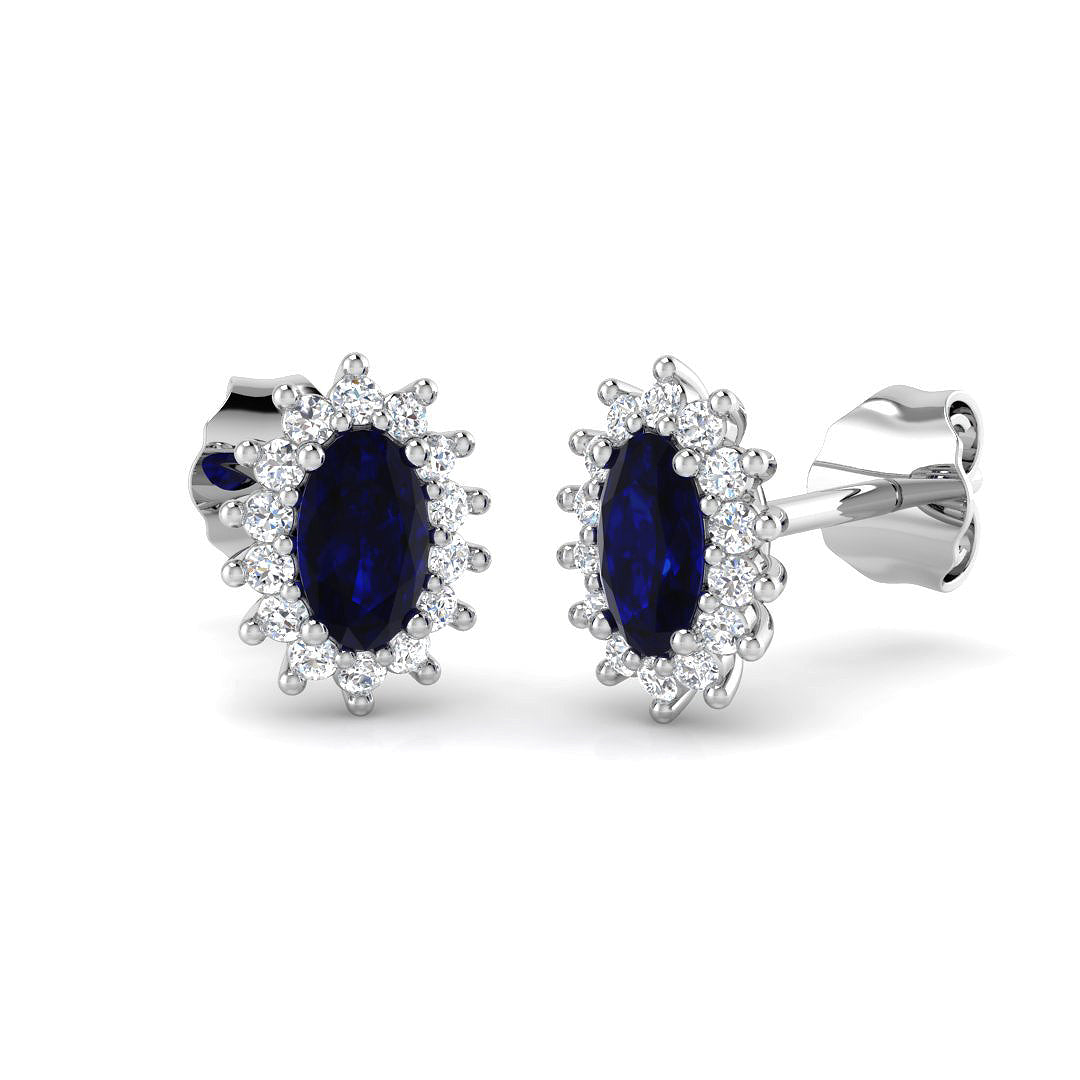 9ct White Gold 0.80ct Blue Sapphire Earrings