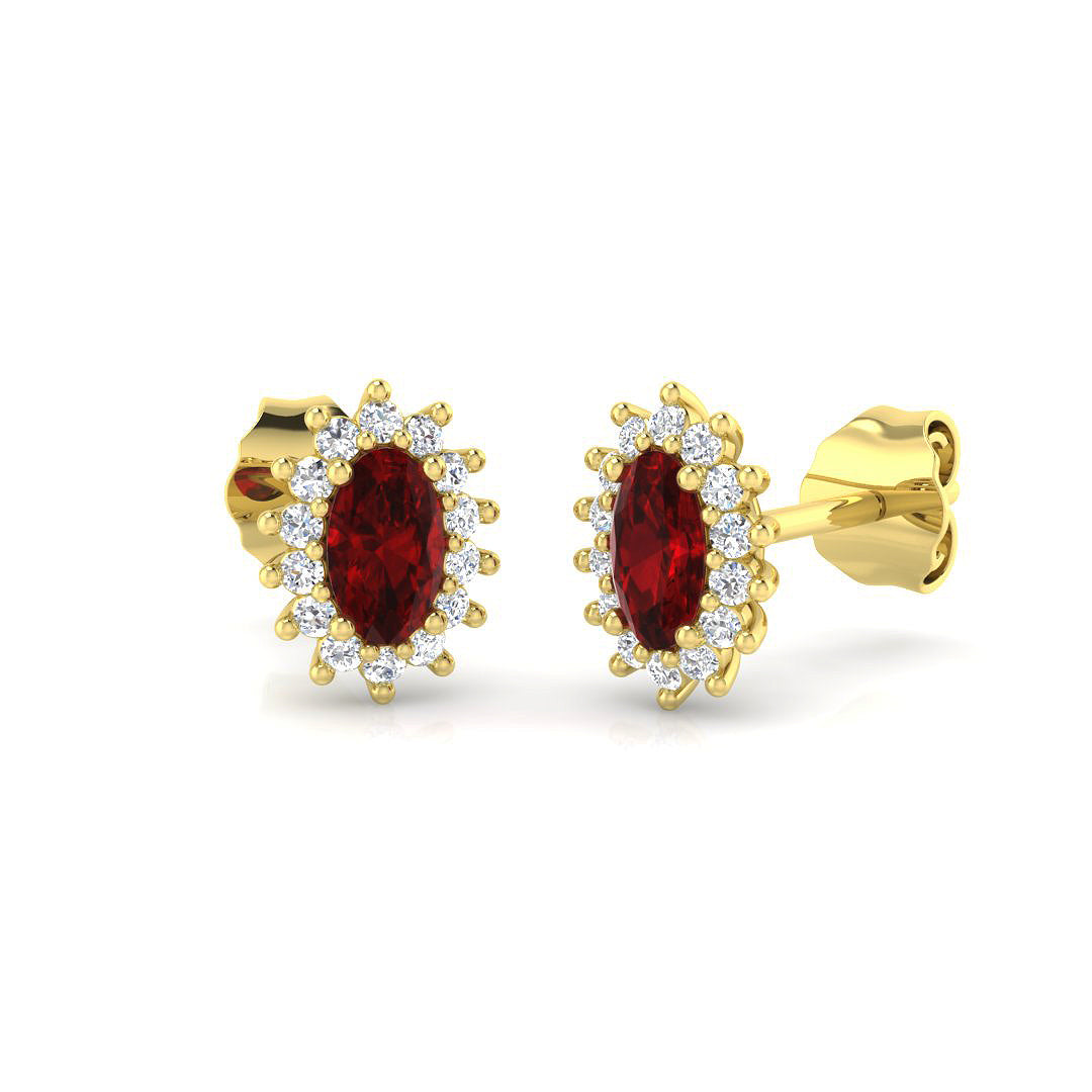 9ct Yellow Gold 0.83ct Ruby Earrings