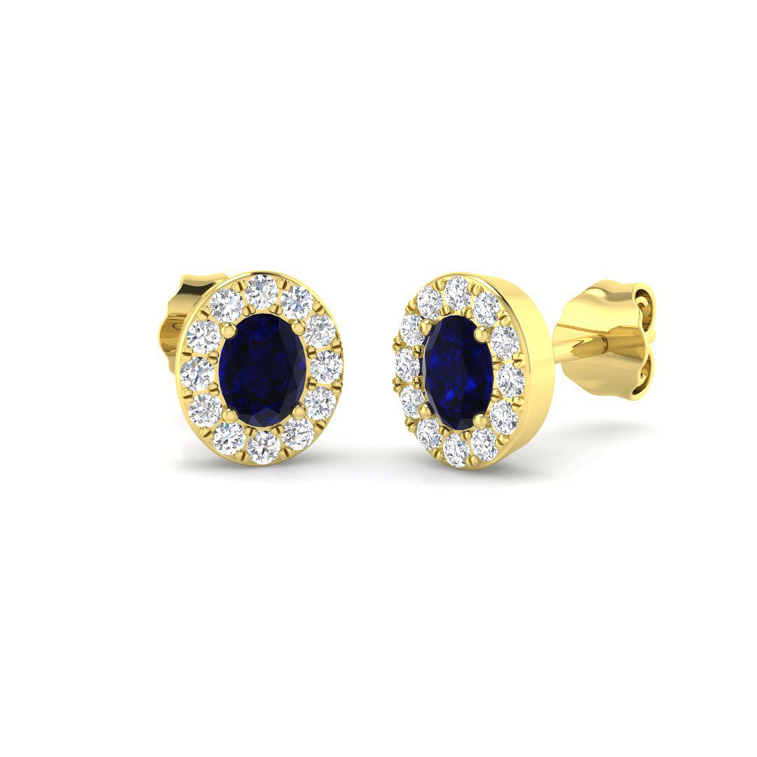 9ct Yellow Gold 1.01ct Blue Sapphire Earrings