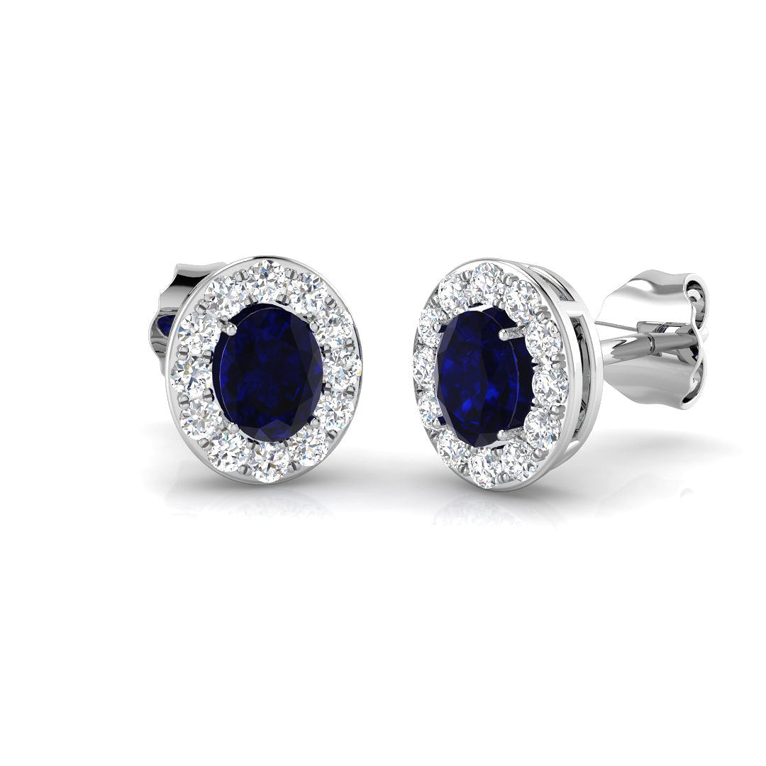 18ct White Gold 1.10ct Blue Sapphire Earrings