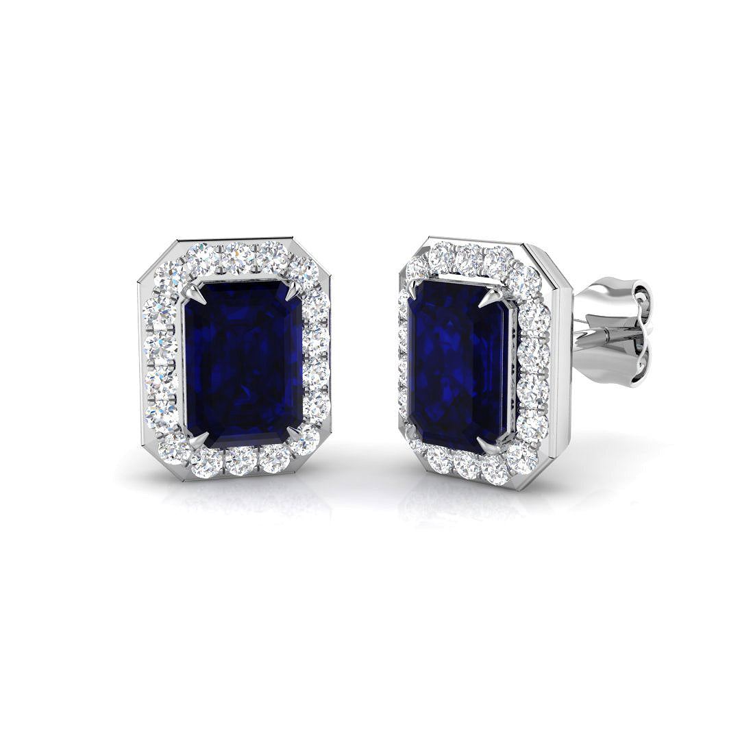18ct White Gold 2.34ct Blue Sapphire Earrings