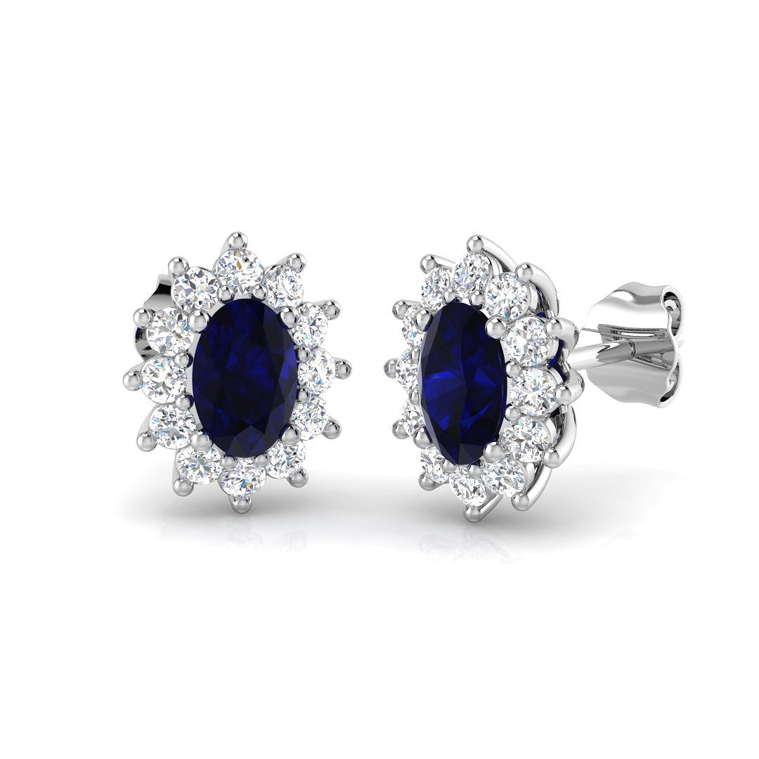 18ct White Gold 2.02ct Blue Sapphire Earrings