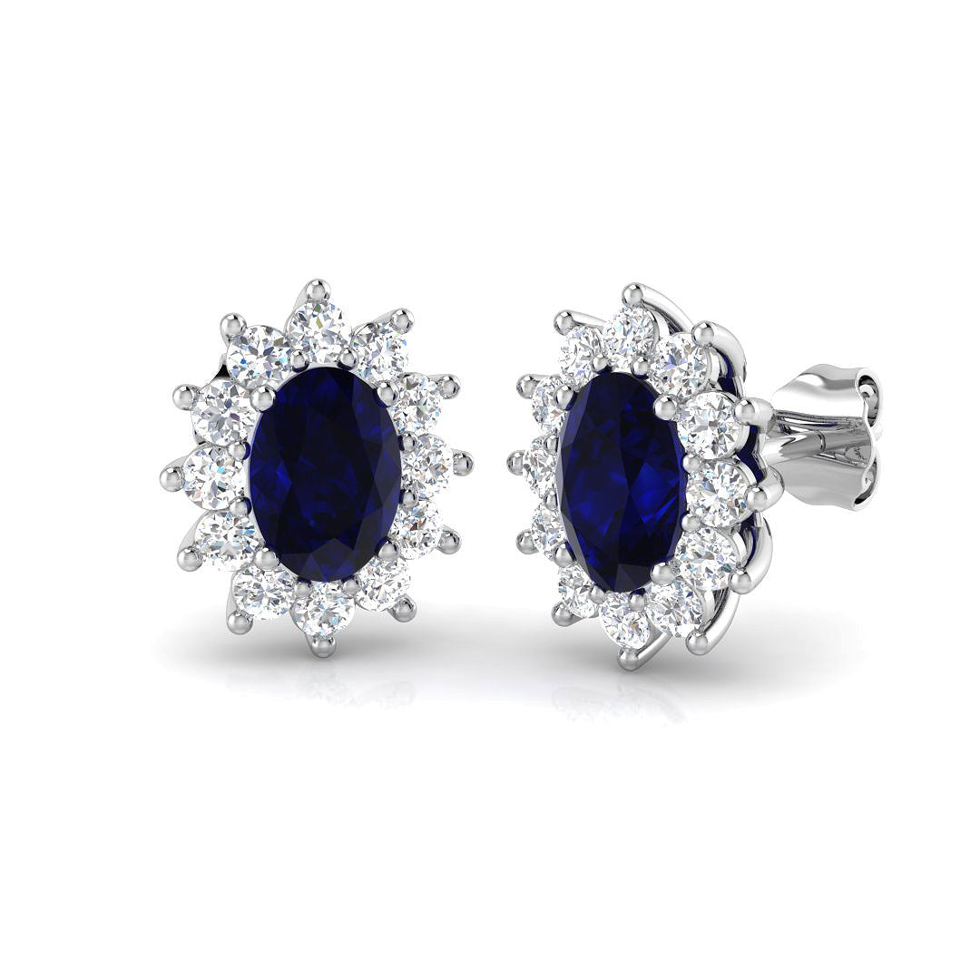 18ct White Gold 2.48ct Blue Sapphire Earrings