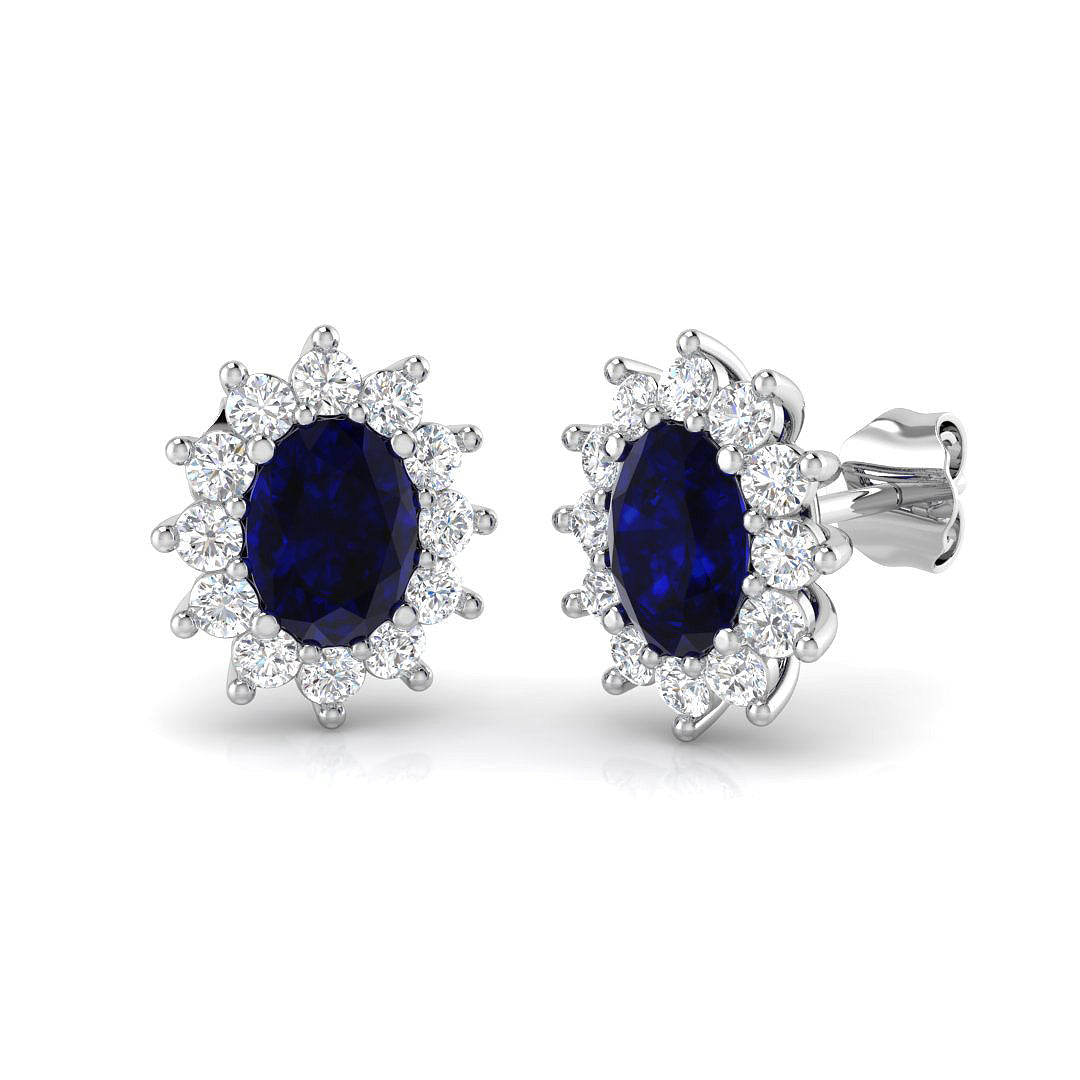 18ct White Gold 2.17ct Blue Sapphire Earrings