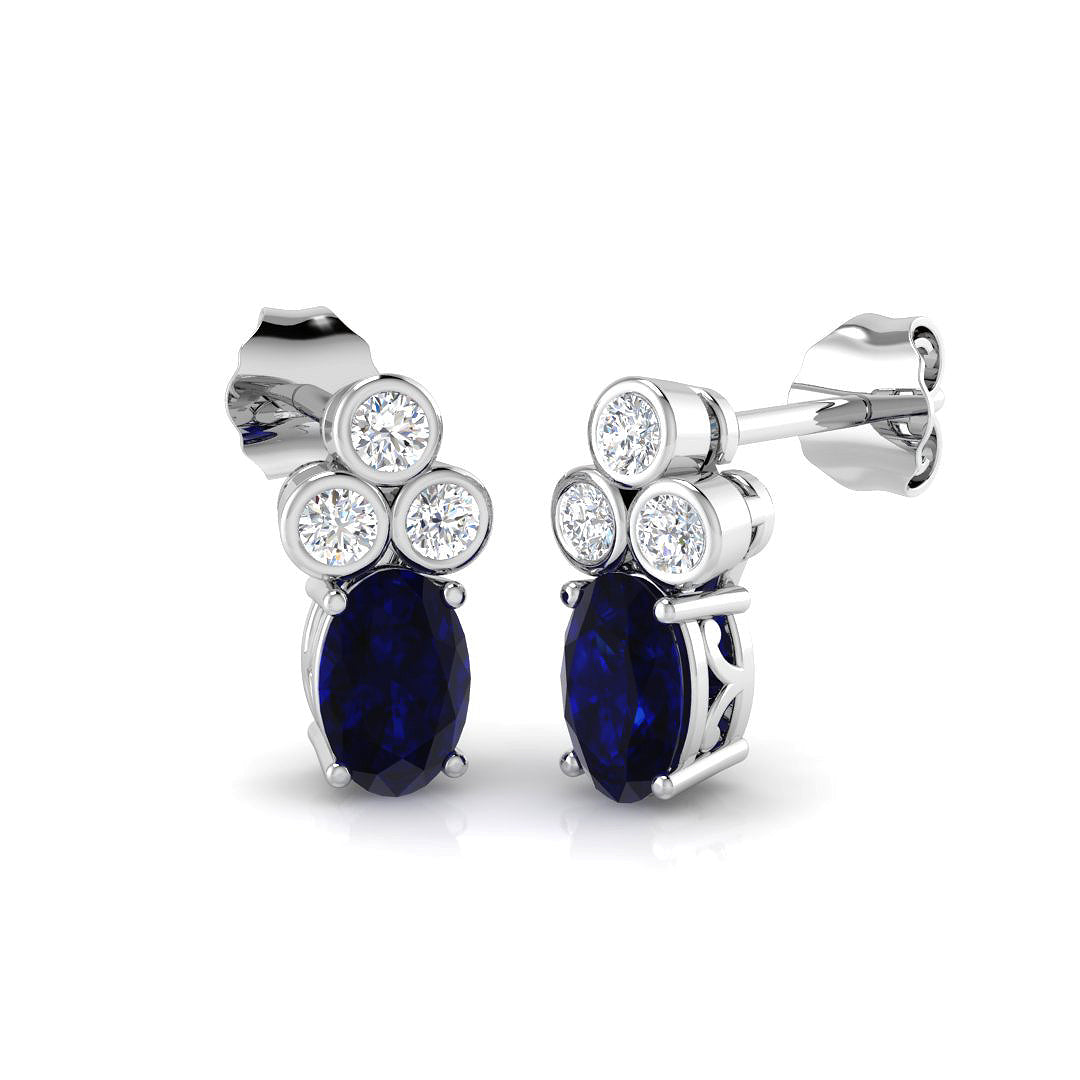 18ct White Gold 1.57ct Blue Sapphire Earrings