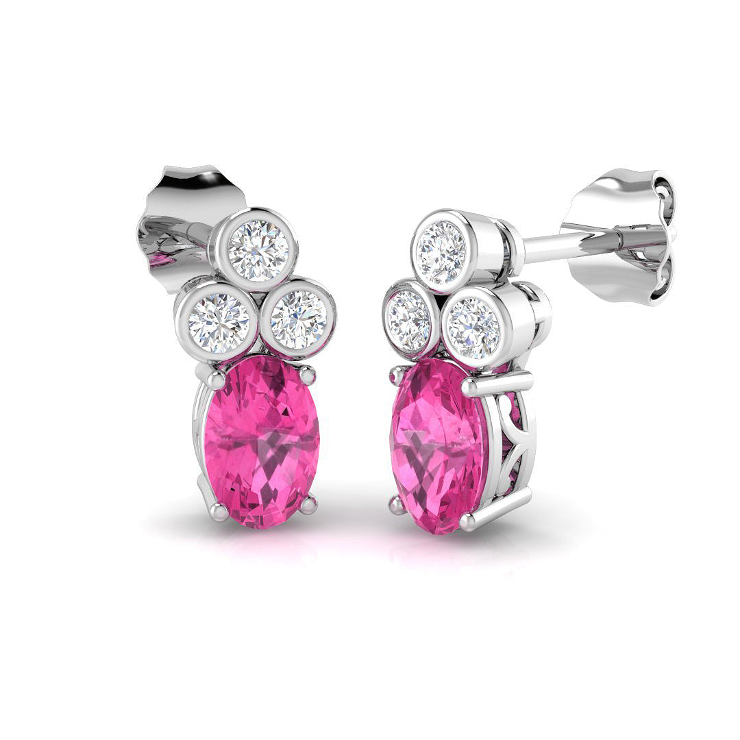 9ct White Gold 1.13ct Pink Sapphire Earrings
