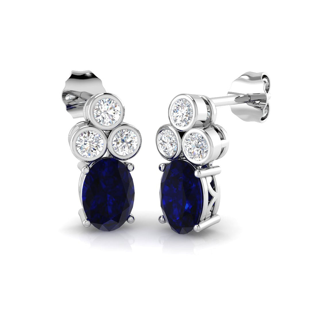 18ct White Gold 2.08ct Blue Sapphire Earrings