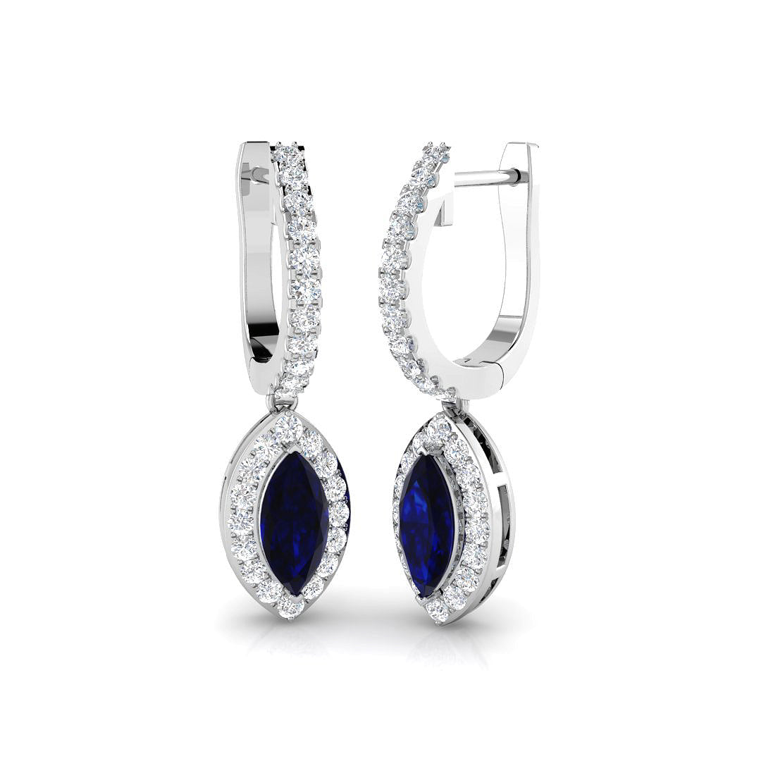 18ct White Gold 1.70ct Blue Sapphire Earrings