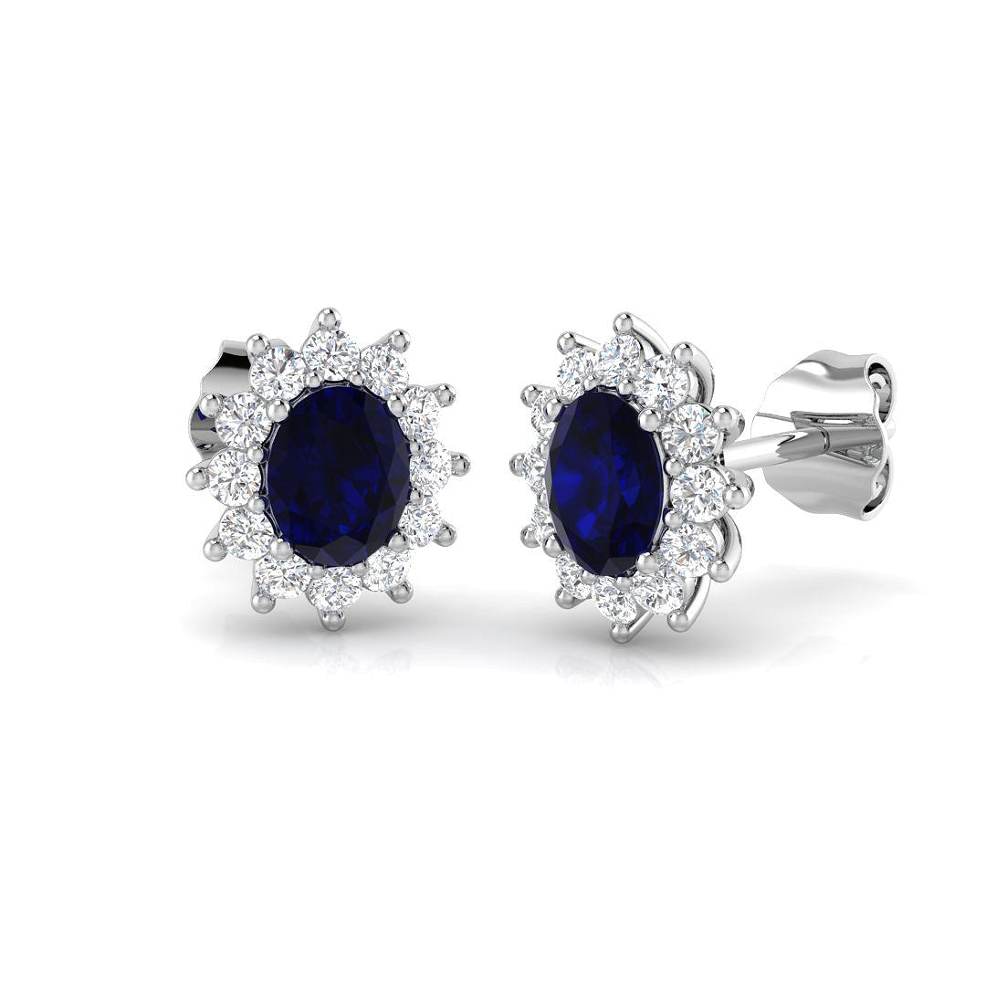 18ct White Gold 1.24ct Blue Sapphire Earrings