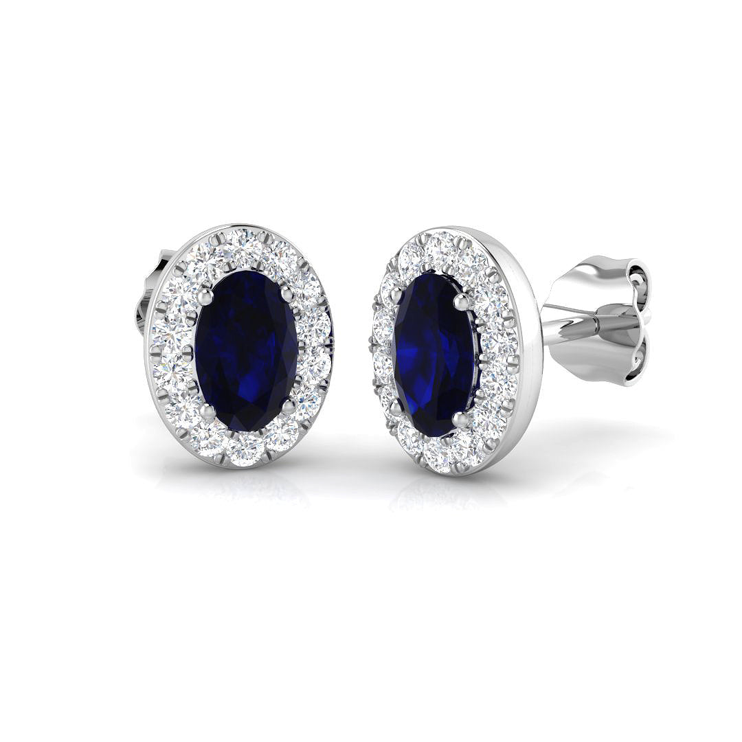 18ct White Gold 1.12ct Blue Sapphire Earrings