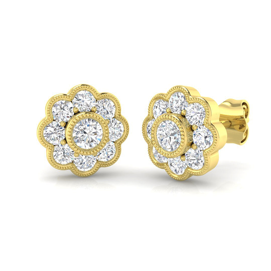 9ct Yellow Gold 1.01ct G I1 Diamond Earrings