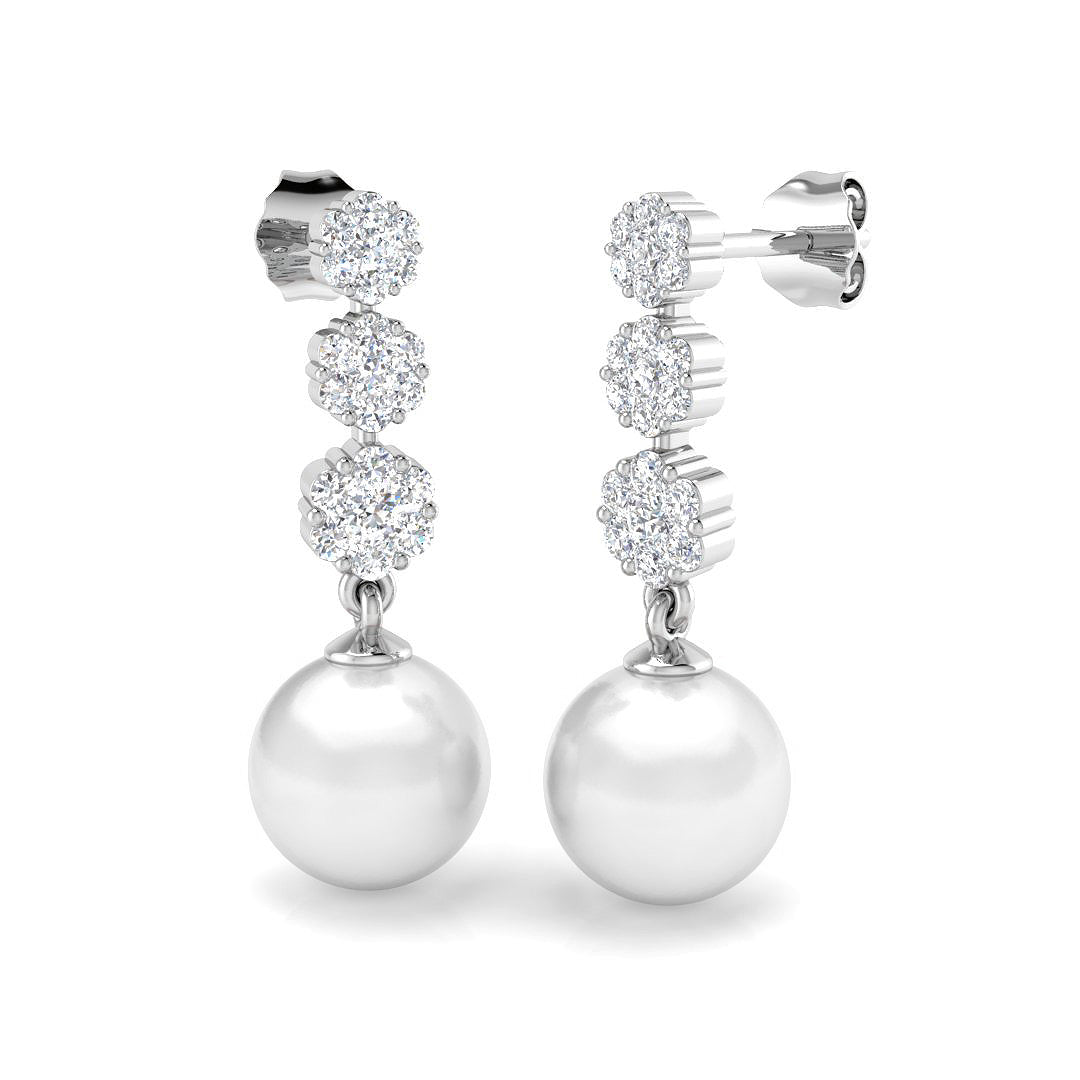 9ct White Gold 8.09ct Pearl Earrings