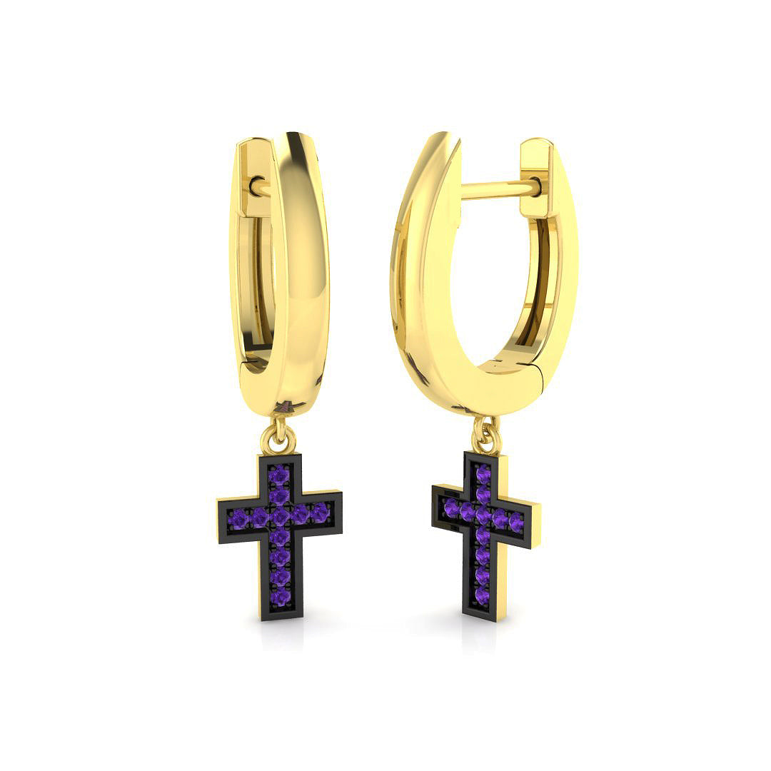 9ct Yellow Gold 0.05ct Purple Diamond Earrings
