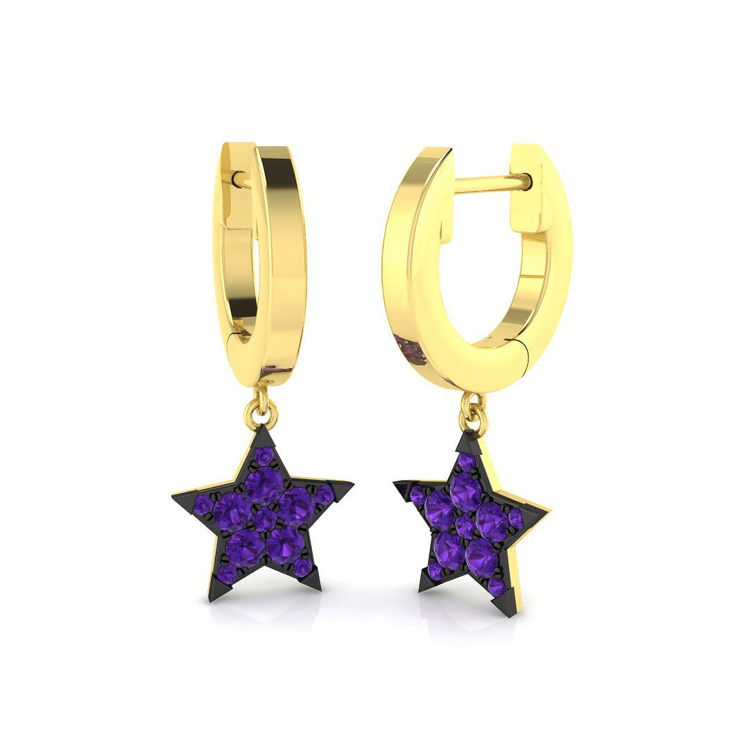 9ct Yellow Gold 0.27ct Purple Diamond Earrings
