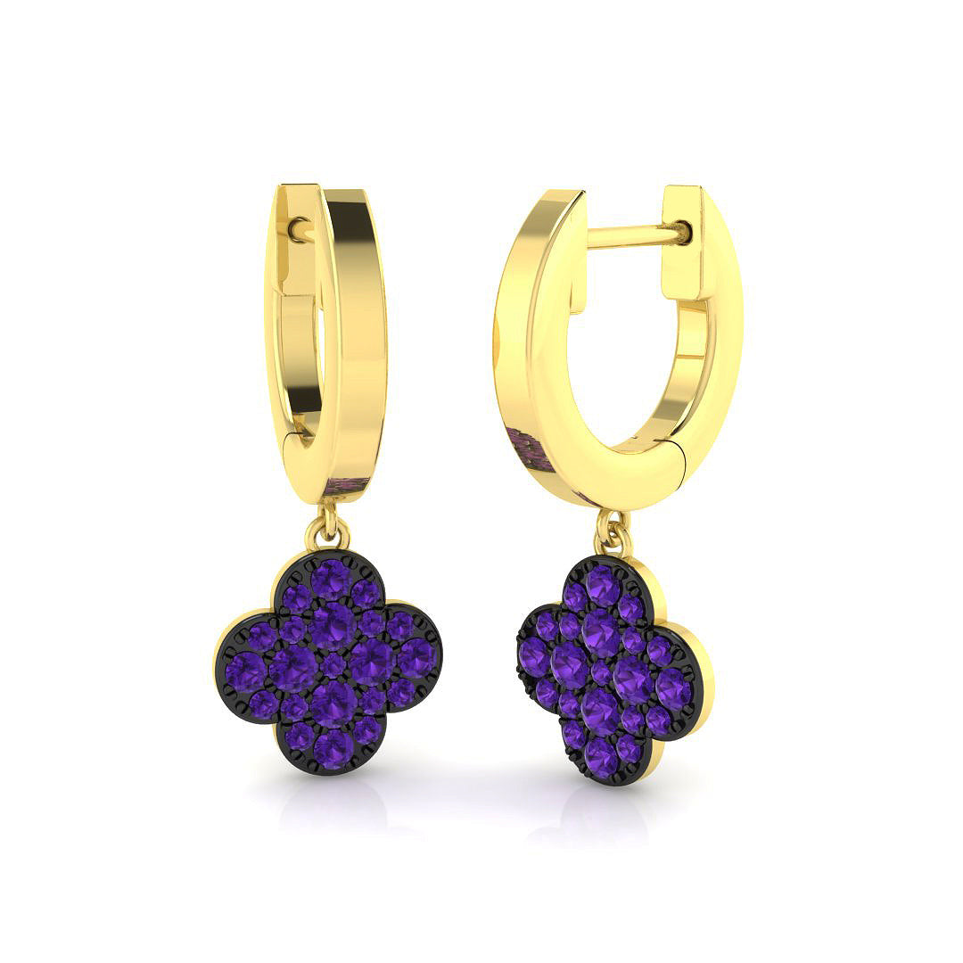 9ct Yellow Gold 0.35ct Purple Diamond Earrings