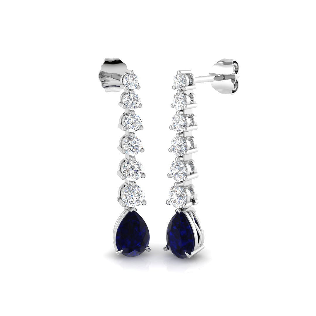 18ct White Gold 2.35ct Blue Sapphire Earrings