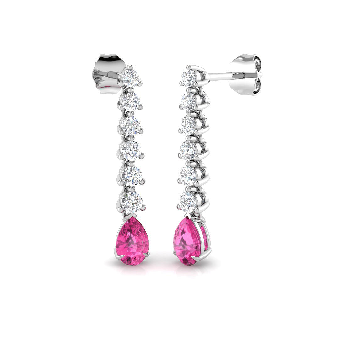 18ct White Gold 1.36ct Pink Sapphire Earrings