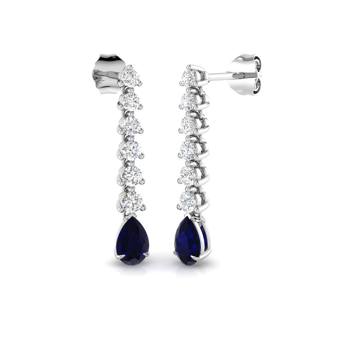 18ct White Gold 1.41ct Blue Sapphire Earrings