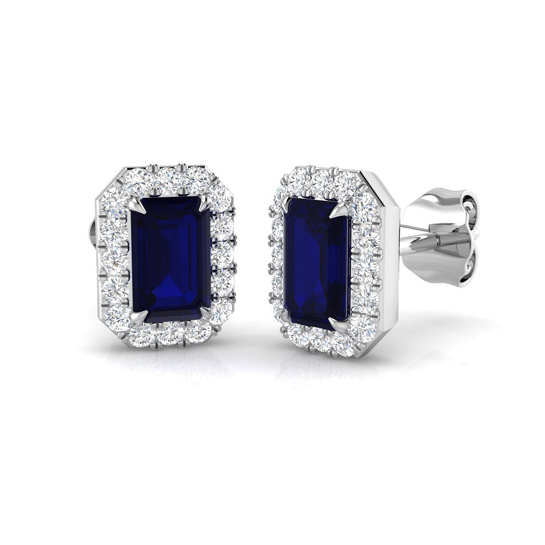18ct White Gold 1.25ct Blue Sapphire Earrings