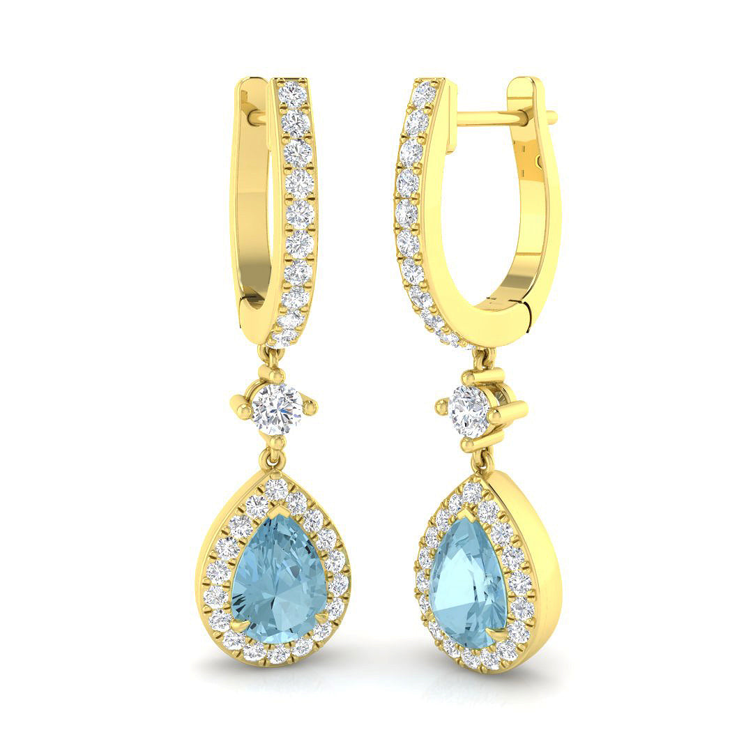 18ct Yellow Gold 1.59ct Aquamarine Earrings