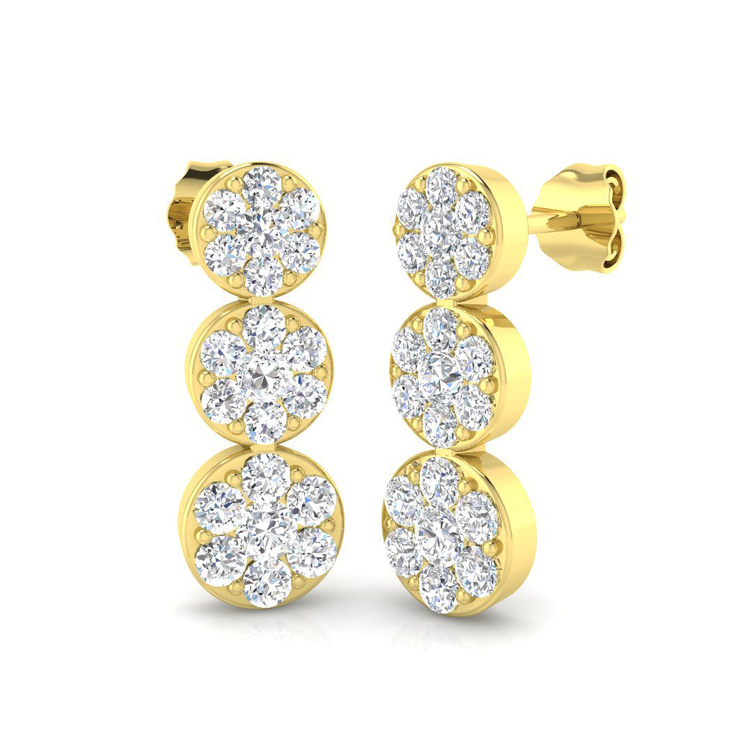 9ct Yellow Gold 1.51ct G I1 Diamond Earrings