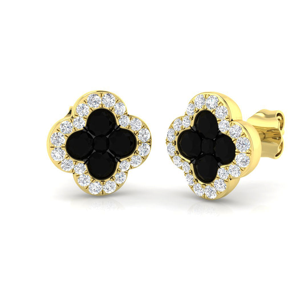 18ct Yellow Gold 1.16ct Black Diamond Earrings