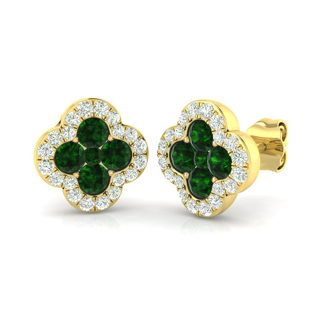 18ct Yellow Gold 1.00ct Emerald Earrings