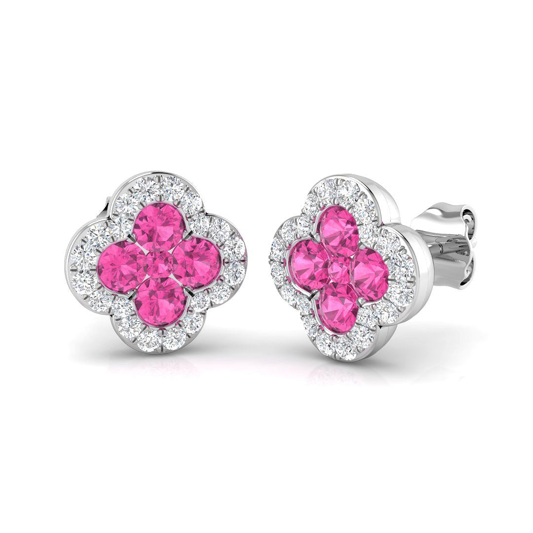 18ct White Gold 1.20ct Pink Sapphire Earrings