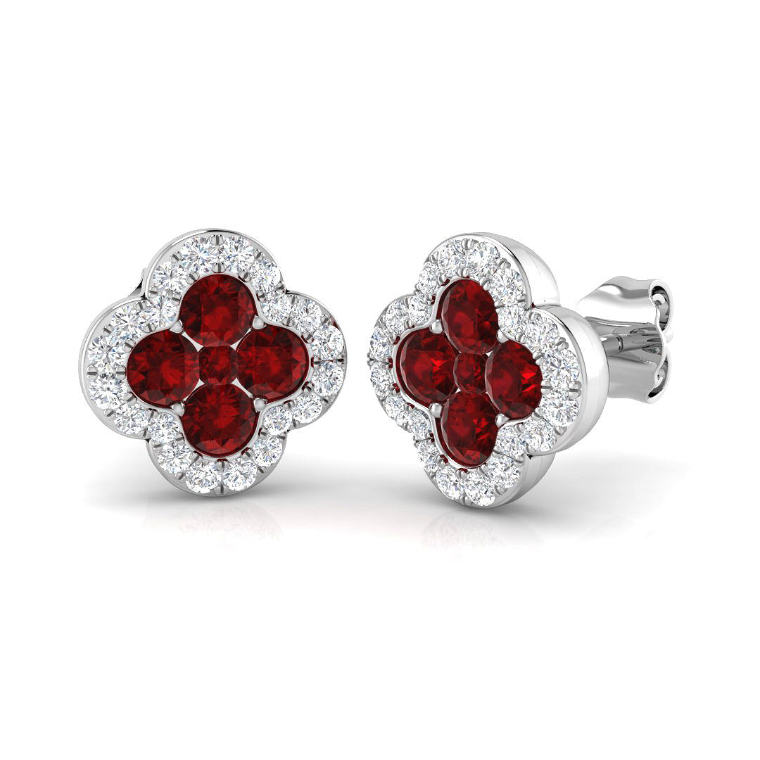 18ct White Gold 1.16ct Ruby Earrings