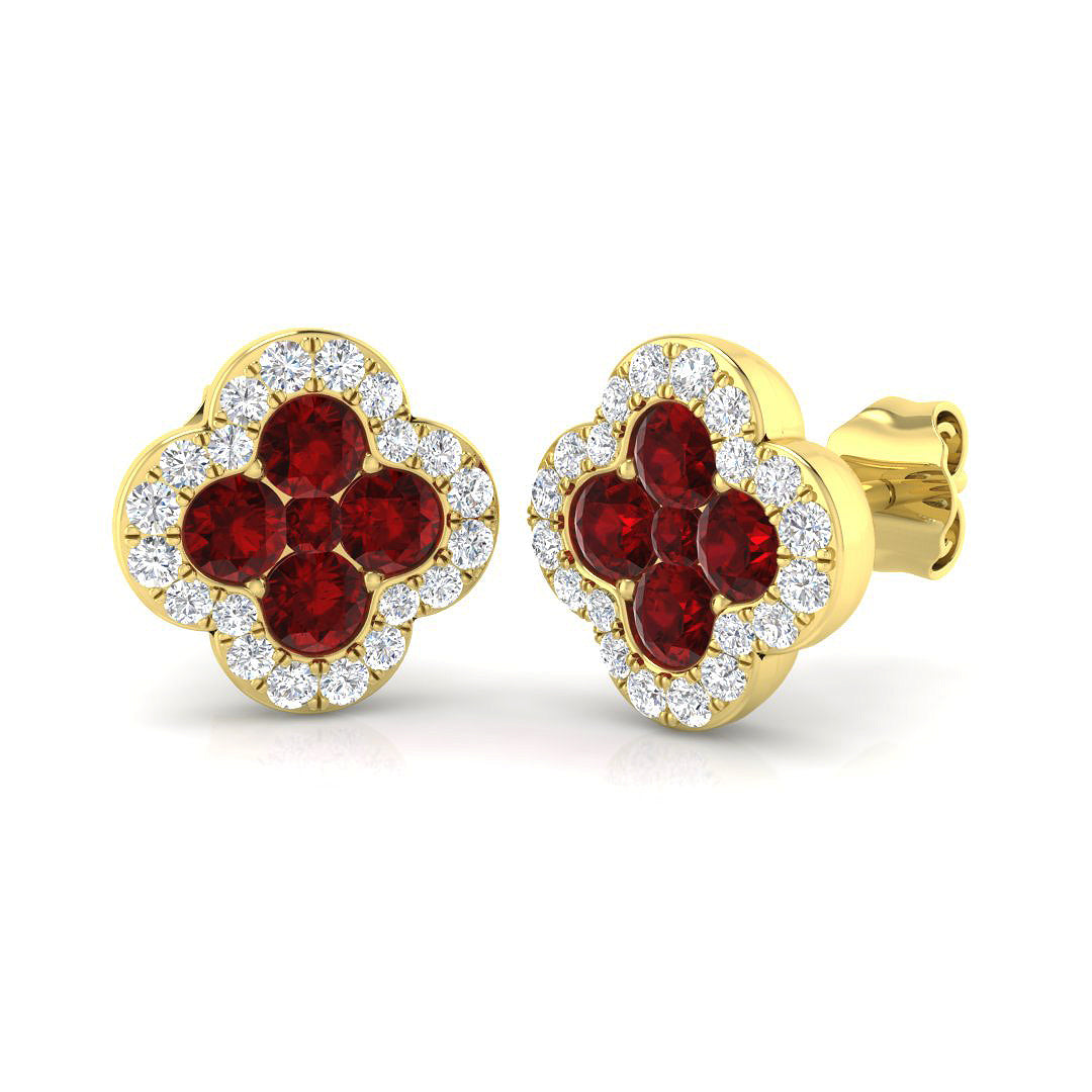 18ct Yellow Gold 1.16ct Ruby Earrings