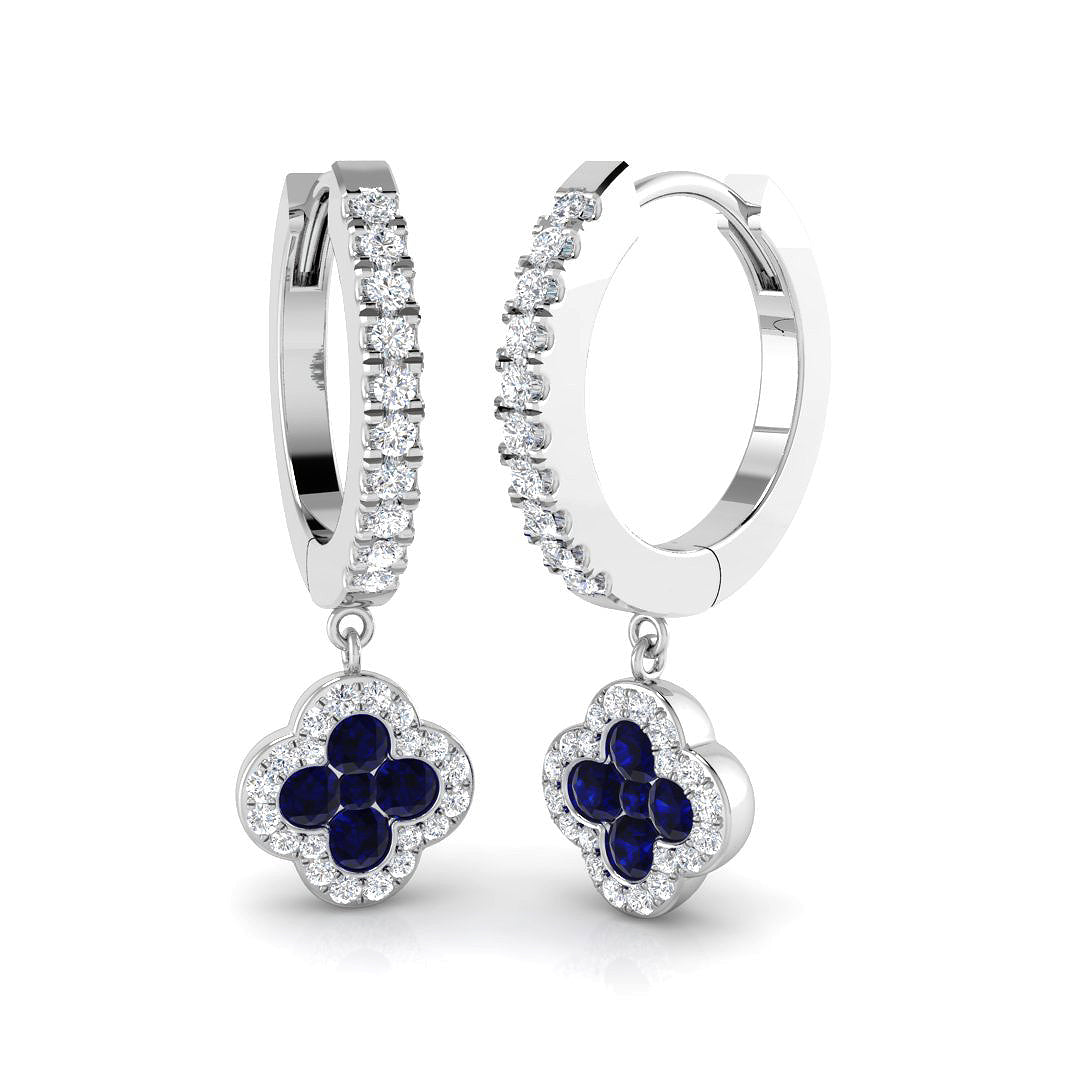 18ct White Gold 0.83ct Blue Sapphire Earrings