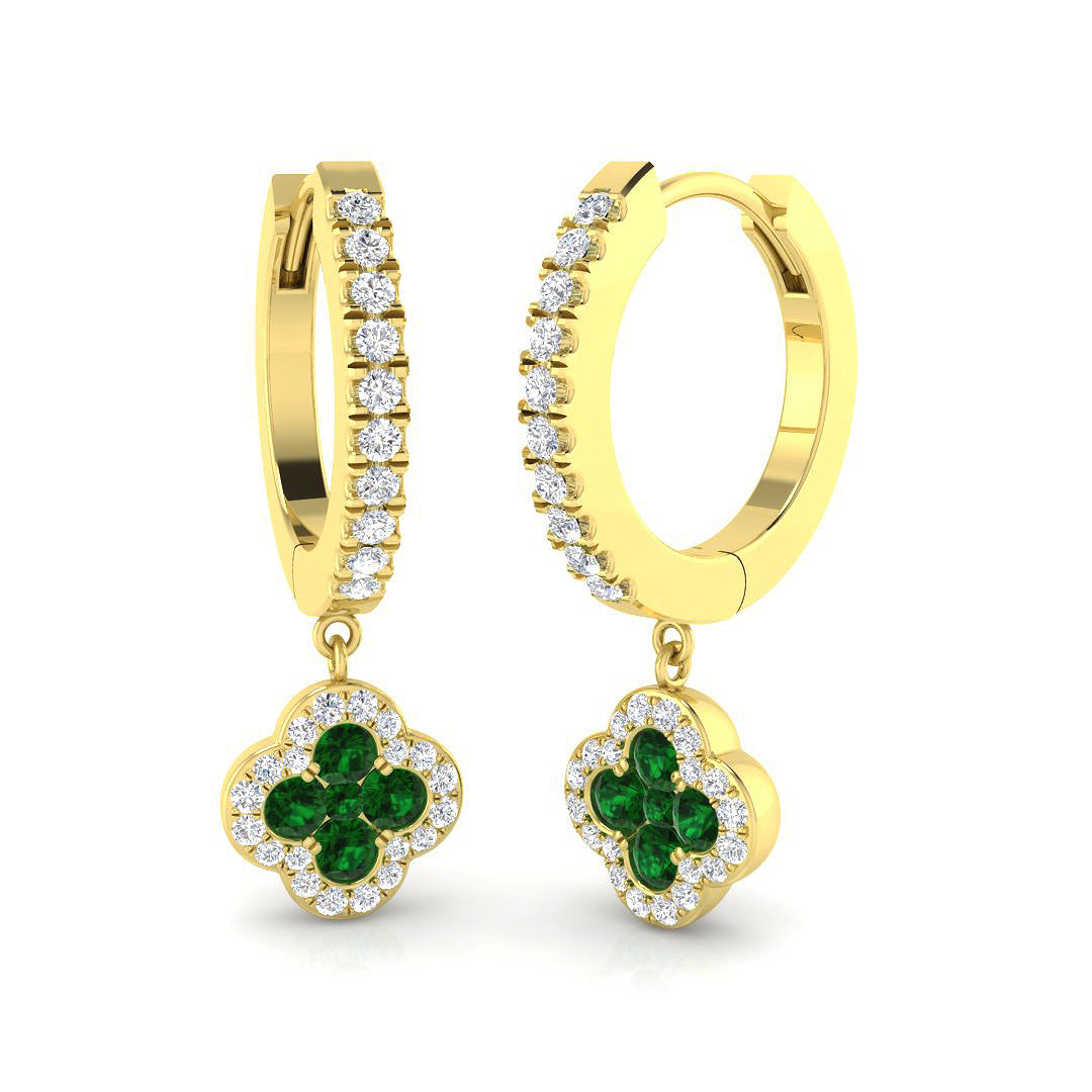 18ct Yellow Gold 0.73ct Emerald Earrings