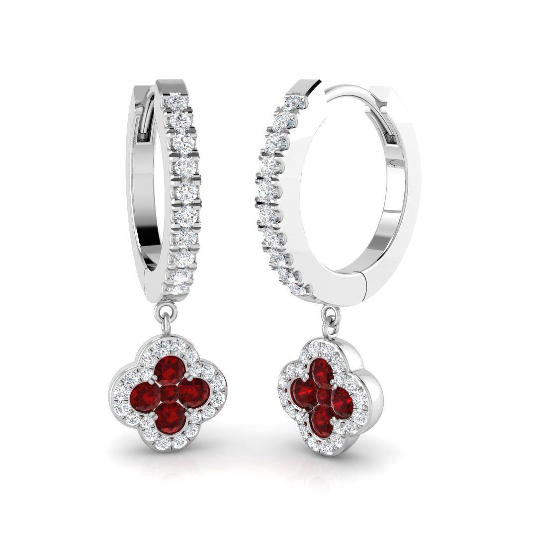 18ct White Gold 0.72ct Ruby Earrings