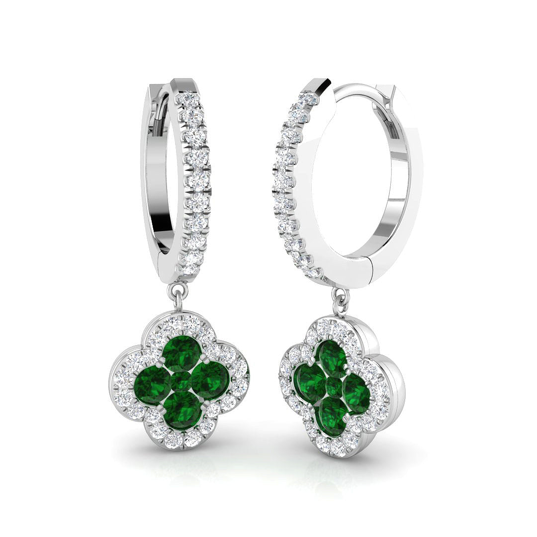 18ct White Gold 1.10ct Emerald Earrings