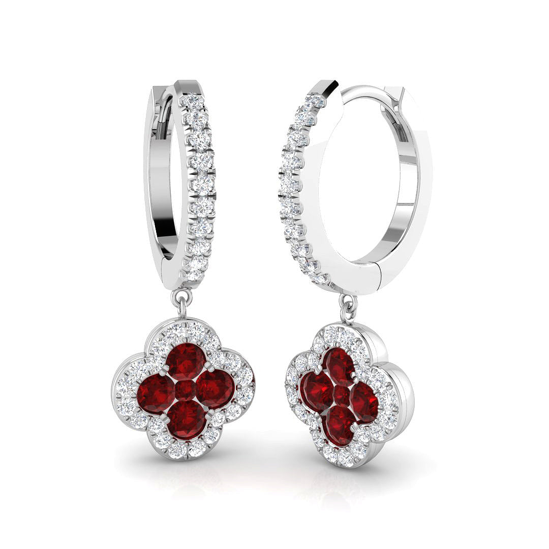 18ct White Gold 1.24ct Ruby Earrings