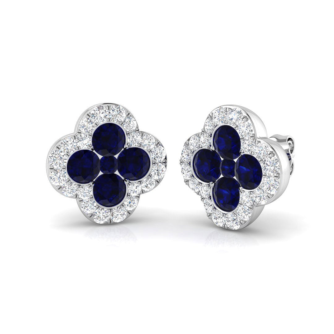 18ct White Gold 2.91ct Blue Sapphire Earrings