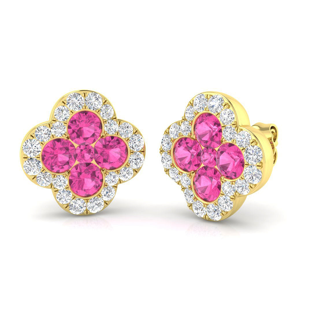 18ct Yellow Gold 2.67ct Pink Sapphire Earrings