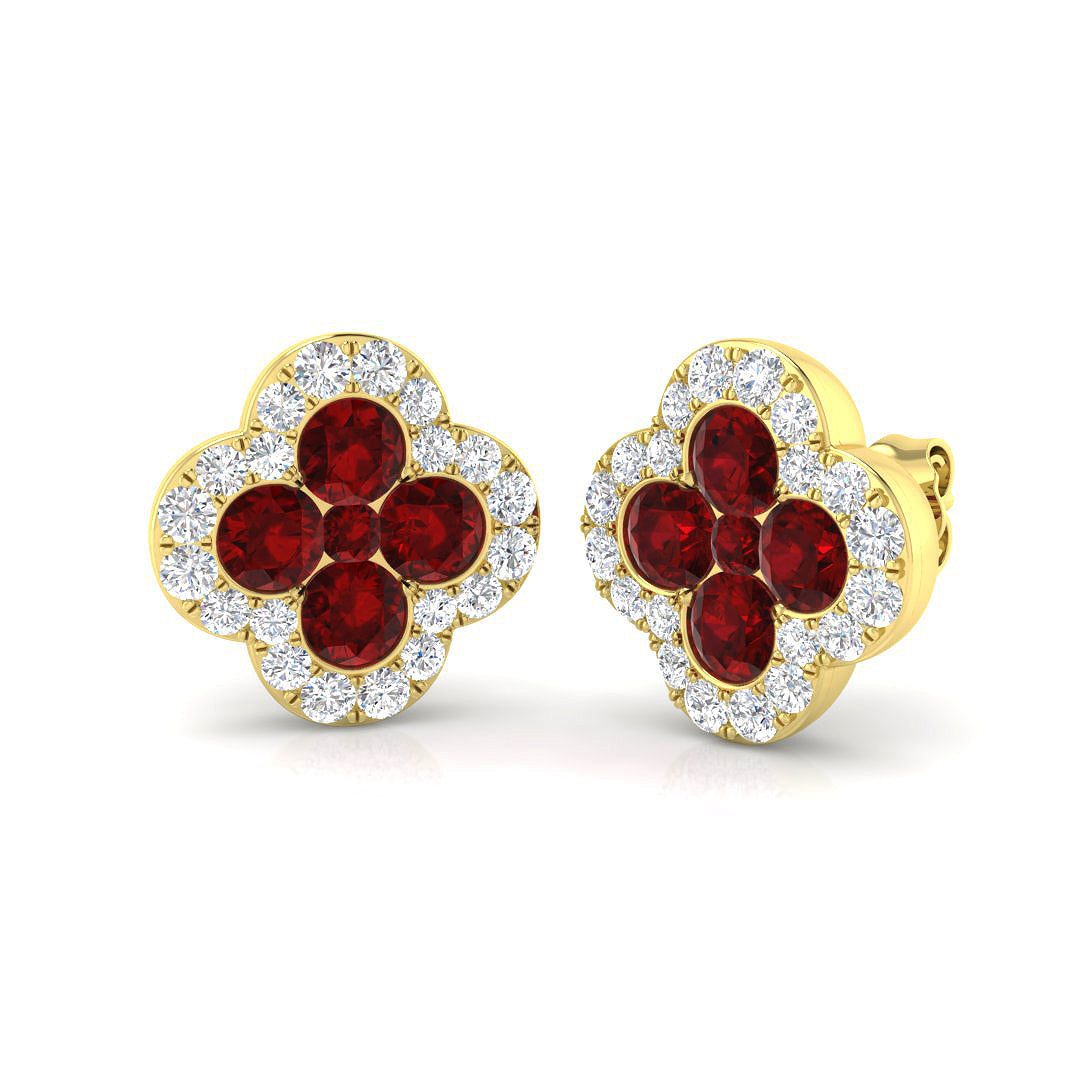 18ct Yellow Gold 3.06ct Ruby Earrings