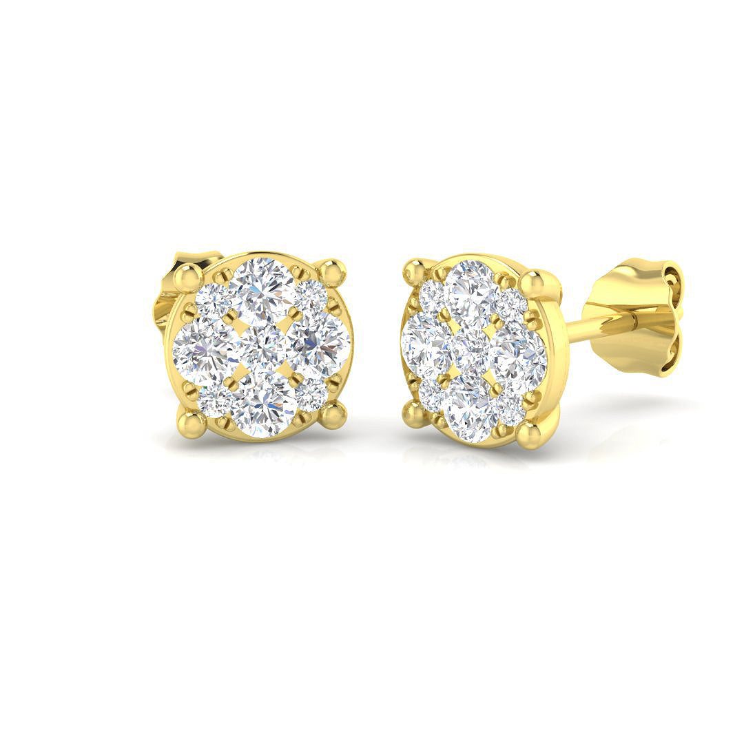 9ct Yellow Gold 0.72ct G I1 Diamond Earrings