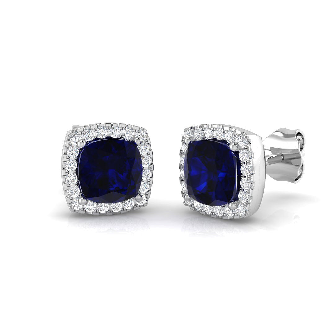 18ct White Gold 1.91ct Blue Sapphire Earrings