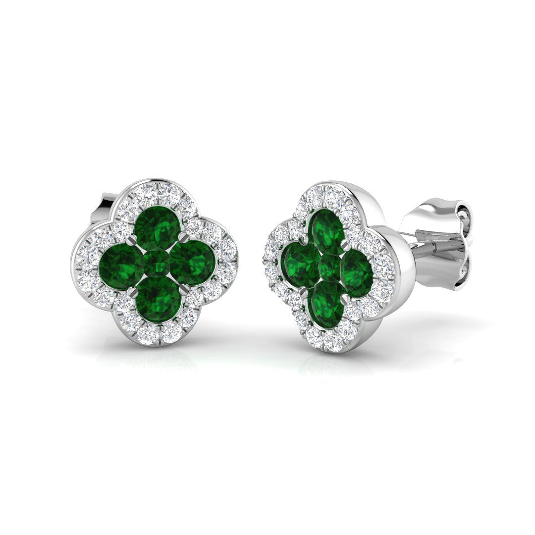 18ct White Gold 0.65ct Emerald Earrings