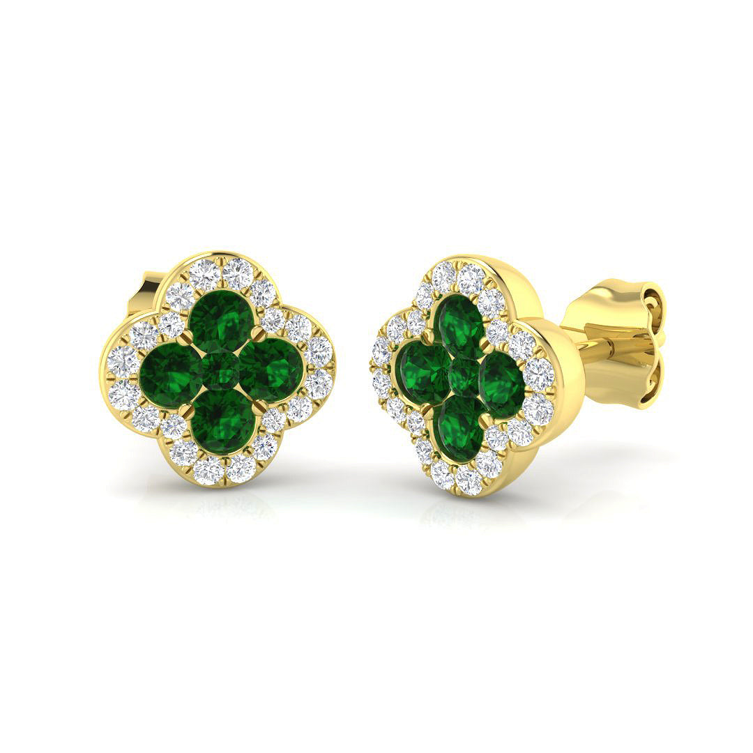 18ct Yellow Gold 0.65ct Emerald Earrings