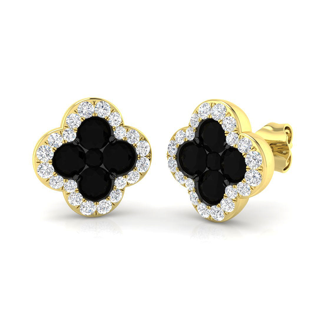 18ct Yellow Gold 1.83ct Black Diamond Earrings
