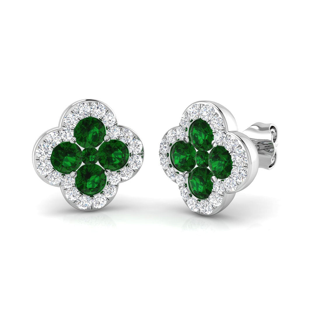 18ct White Gold 1.40ct Emerald Earrings