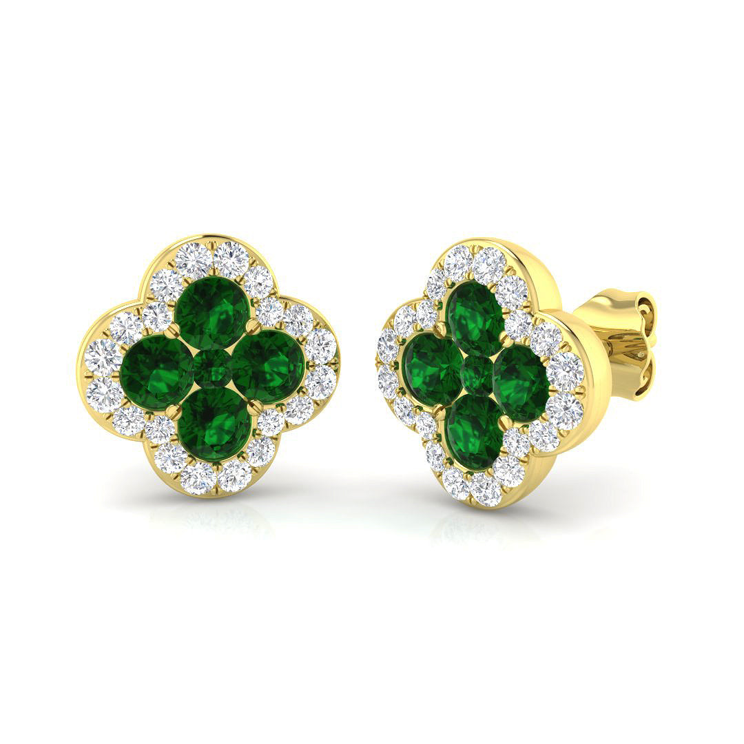 18ct Yellow Gold 1.59ct Emerald Earrings